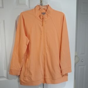 T by Talbots Plus  Cotton Blend Jacket Zipper Up Stretchy Orange Peach Size 1X
